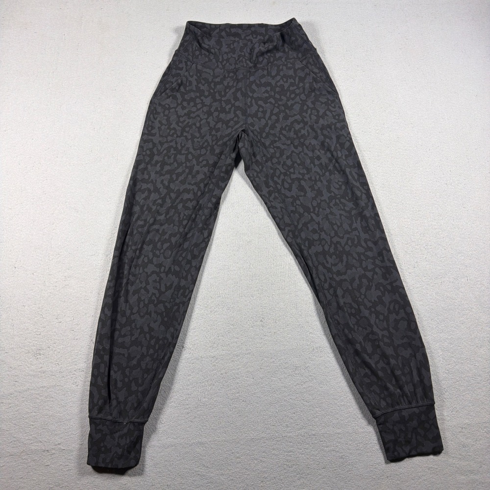 Lululemon Align Jogger Nulu Women‎ Size 6 High Rise Black Grey Leopard Camo